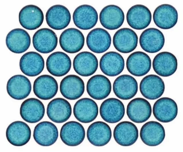 Teal Blue Gloss 3D Retro Round