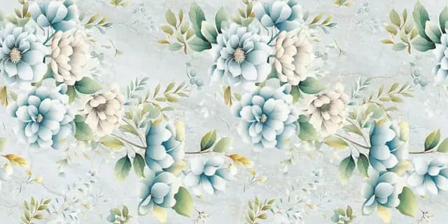 Serene Floral Aqua Gloss Wallpaper